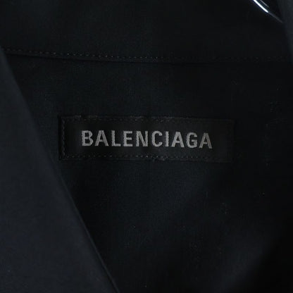 Balenciaga Front Logo Embroidery Short Sleeve Shirt Black
