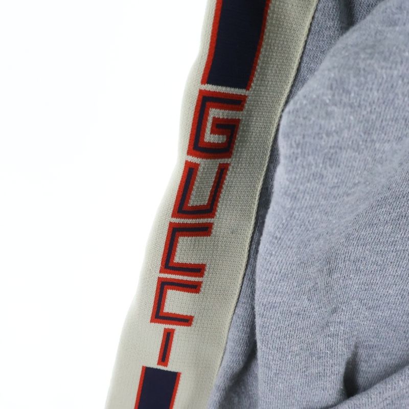 Gucci Line Logo Zip Up Hoodie Gray