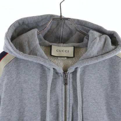 Gucci Line Logo Zip Up Hoodie Gray