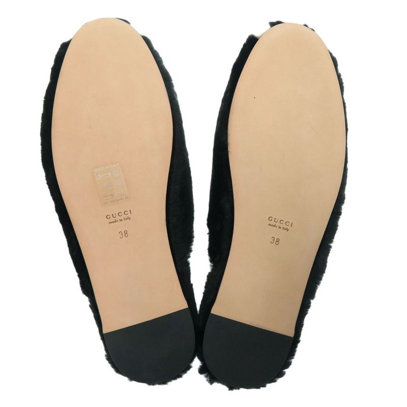 Gucci Adidas Horsebit Fur Slippers Flat Shoes Fur Black