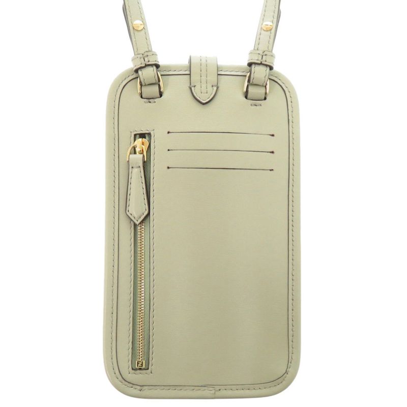 Fendi Phone Pouch Leather Green Shoulder Bag