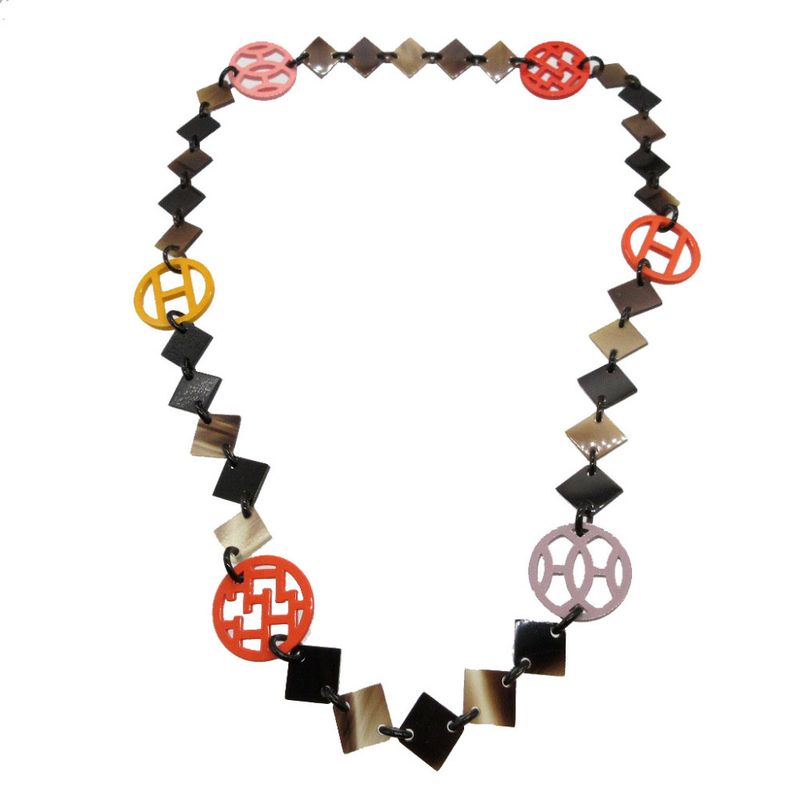 Hermes Diva Buffalo Horn Brown Multicolor Necklace