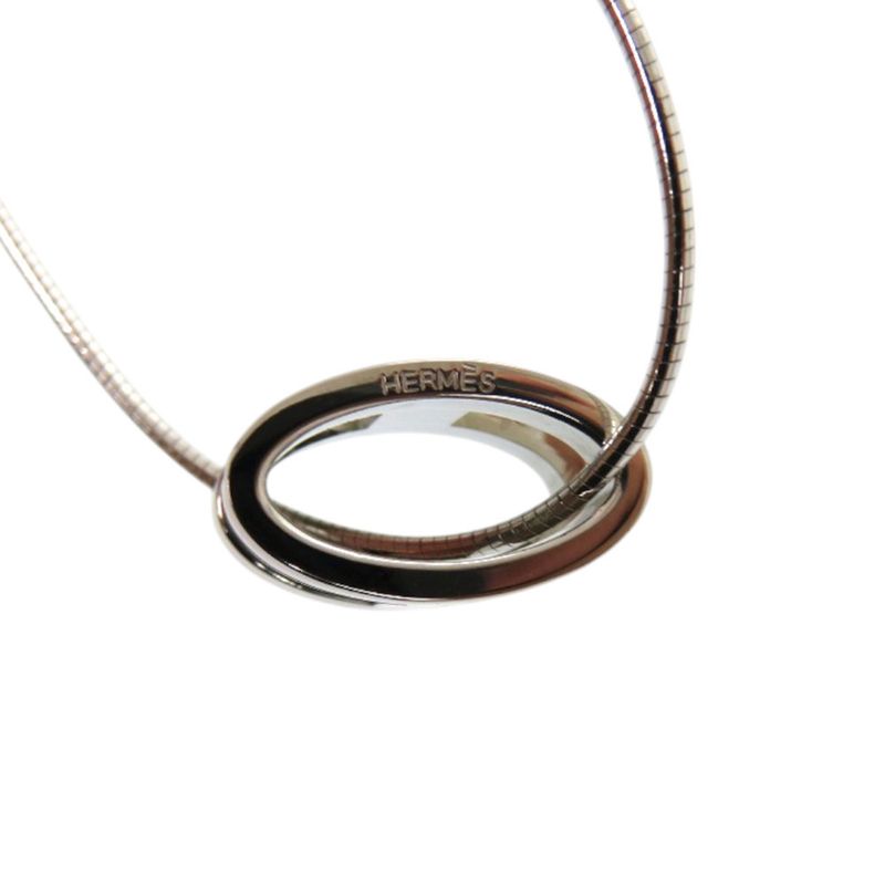 Hermes Wire Pop Metal Orange Silver Necklace