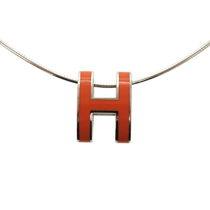 Hermes Wire Pop Metal Orange Silver Necklace