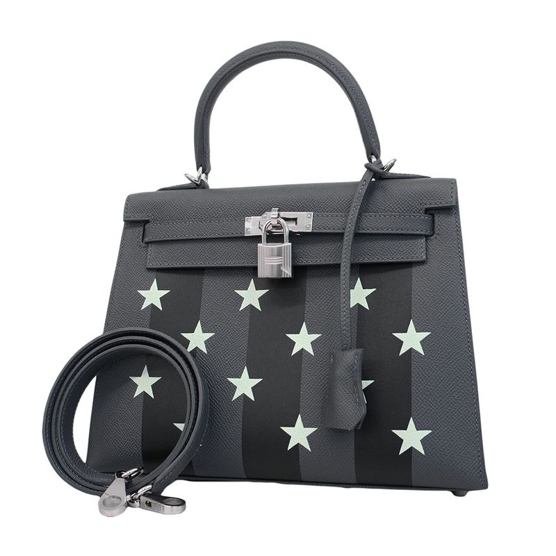 Hermes Handbag Kelly 25 Kazak Etoile Veau Epsom Ardoise Black Verse Peppermint