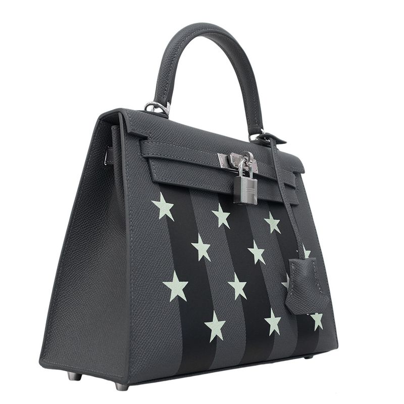 Hermes Handbag Kelly 25 Kazak Etoile Veau Epsom Ardoise Black Verse Peppermint