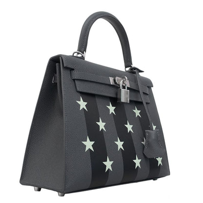 Hermes Handbag Kelly 25 Kazak Etoile Veau Epsom Ardoise Black Verse Peppermint
