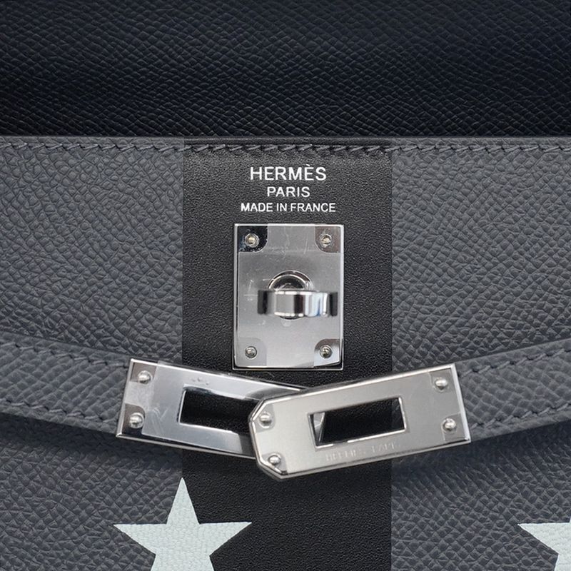 Hermes Handbag Kelly 25 Kazak Etoile Veau Epsom Ardoise Black Verse Peppermint