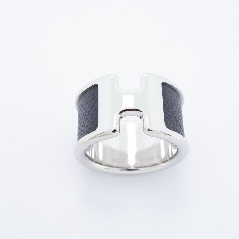 Hermes Ring Olympe GM Metal Silver Black