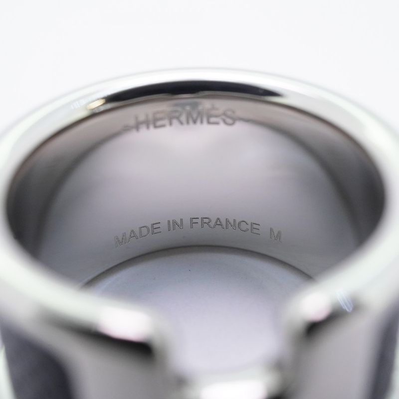 Hermes Ring Olympe GM Metal Silver Black