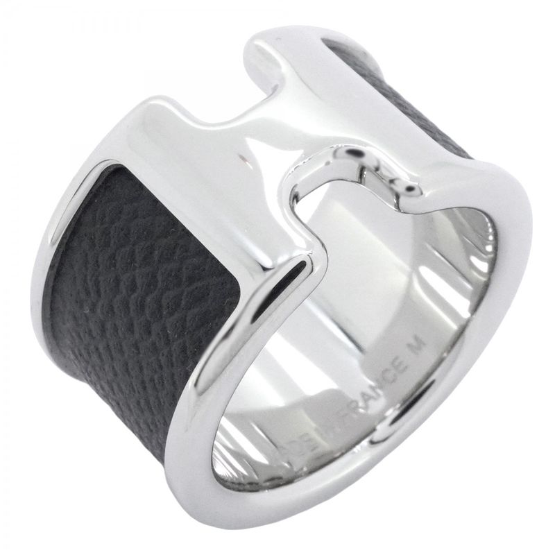 Hermes Ring Olympe GM Metal Silver Black