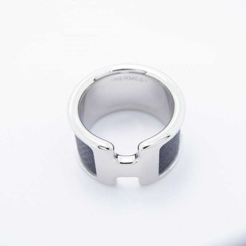 Hermes Ring Olympe GM Metal Silver Black