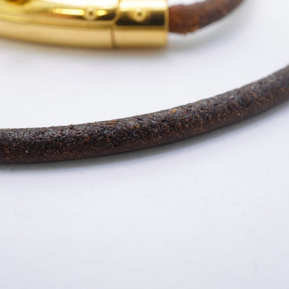 Hermes Bracelet Choker Viviride Fantasy Heart Gold Plated Leather Brown