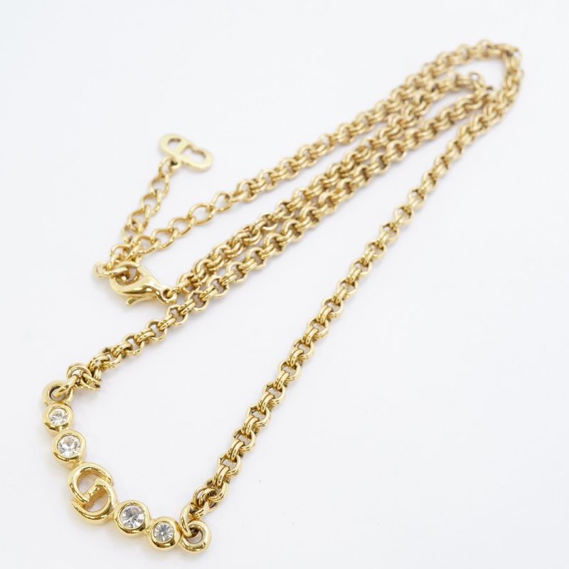 Dior Necklace CD Logo Gold Plated Rhinestone