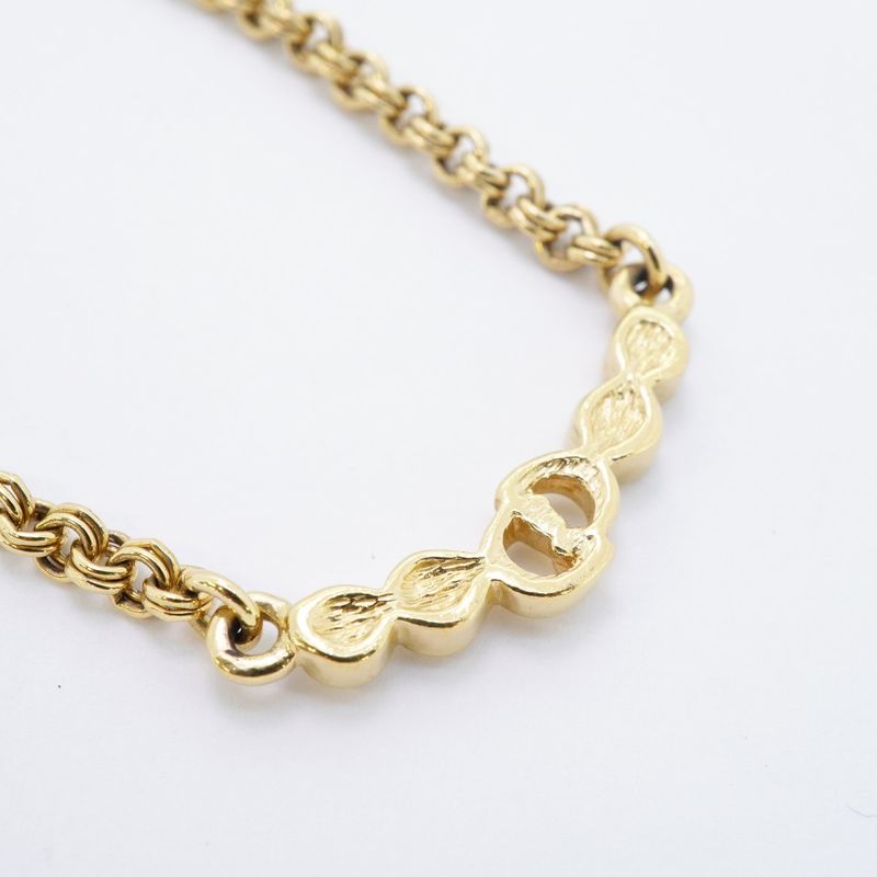 Dior Necklace CD Logo Gold Plated Rhinestone