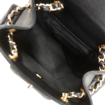 Chanel Backpack Quilted Caviar Leather Black Champagne Gold
