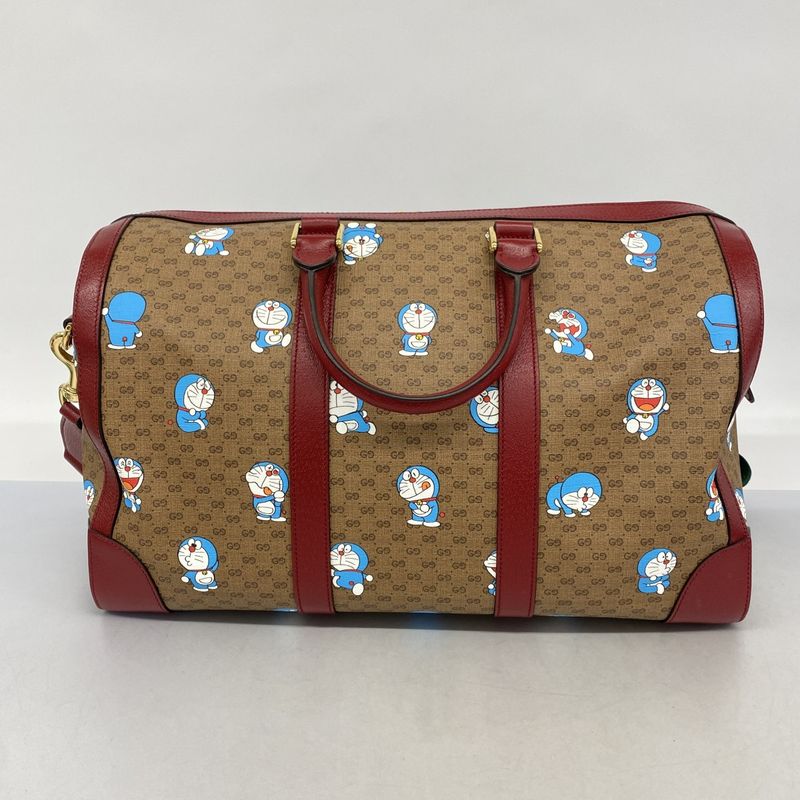 Gucci Boston Bag Micro GG Doraemon Brown Red Gold