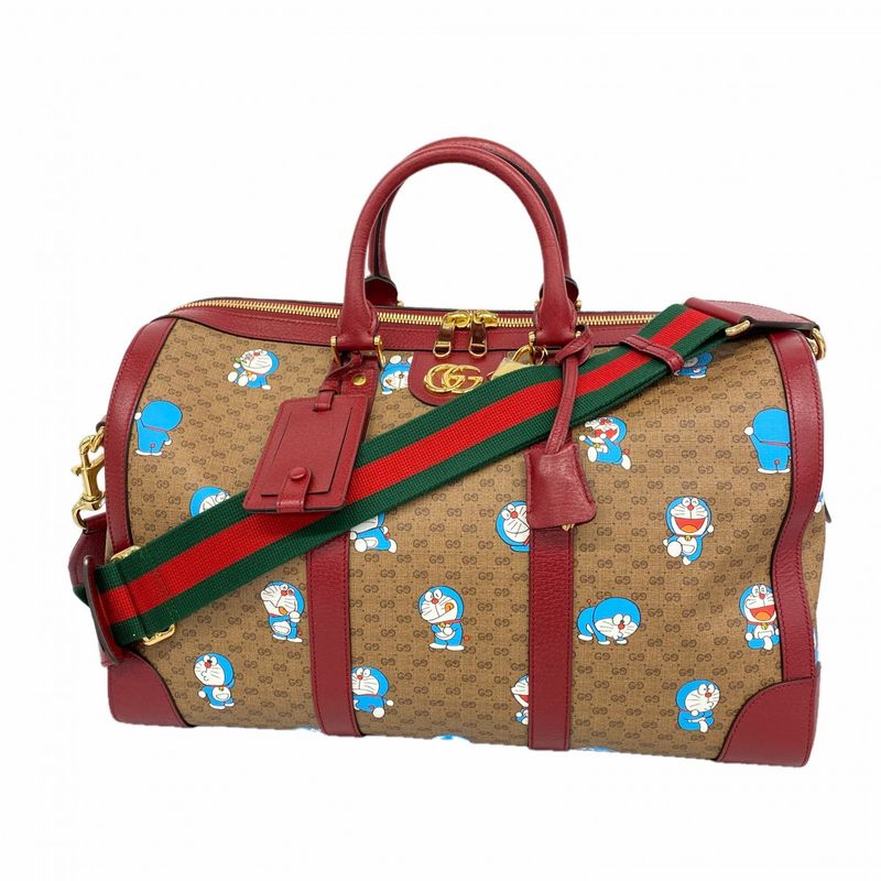 Gucci Boston Bag Micro GG Doraemon Brown Red Gold