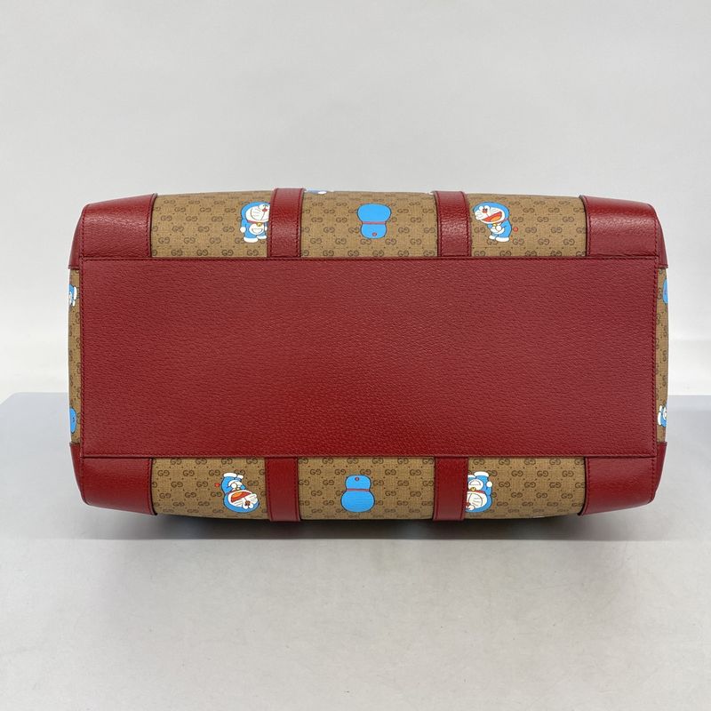 Gucci Boston Bag Micro GG Doraemon Brown Red Gold