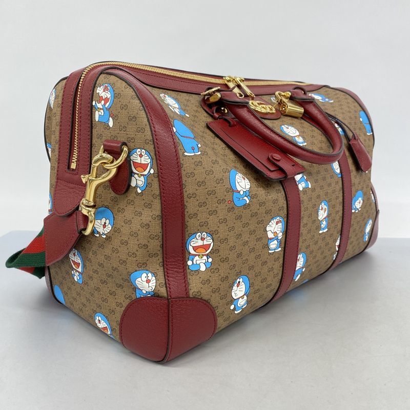 Gucci Boston Bag Micro GG Doraemon Brown Red Gold