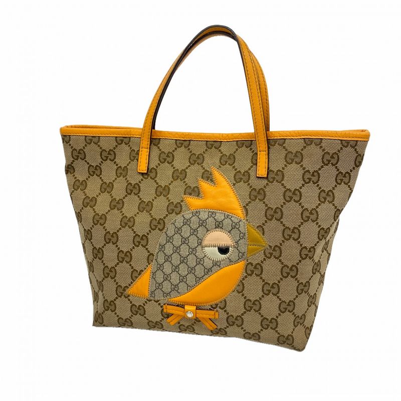 Gucci Handbag GG Canvas Brown Orange Silver