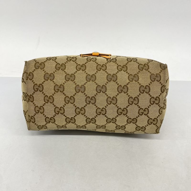 Gucci Handbag GG Canvas Brown Orange Silver