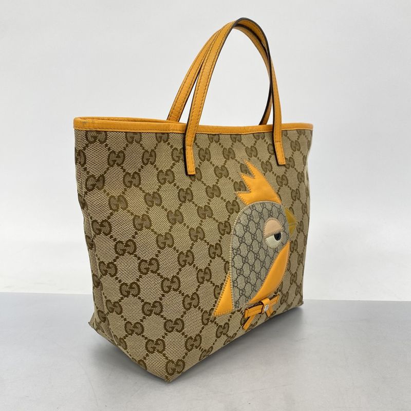 Gucci Handbag GG Canvas Brown Orange Silver