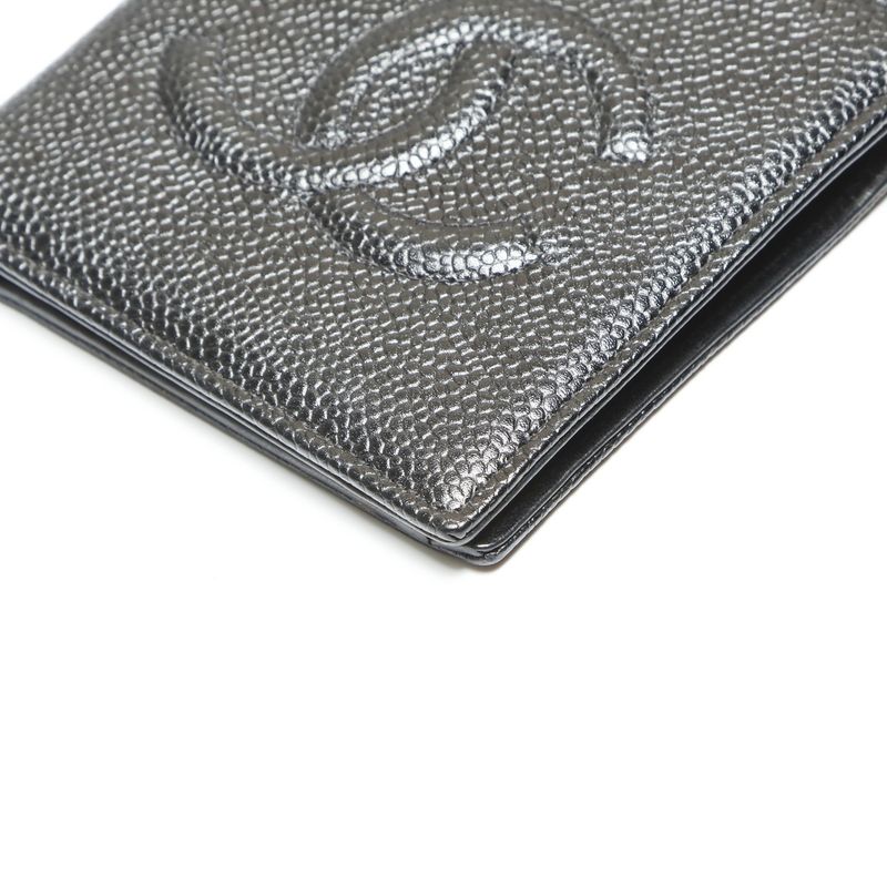 Chanel Bifold Wallet Caviar Leather CC Logo
