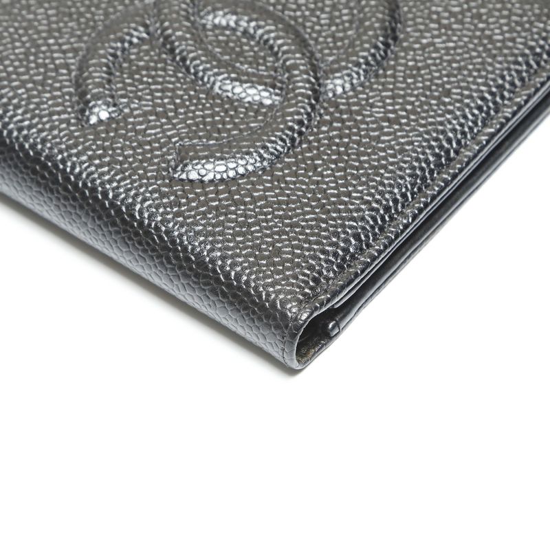 Chanel Bifold Wallet Caviar Leather CC Logo