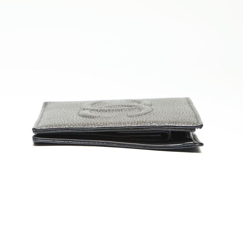 Chanel Bifold Wallet Caviar Leather CC Logo