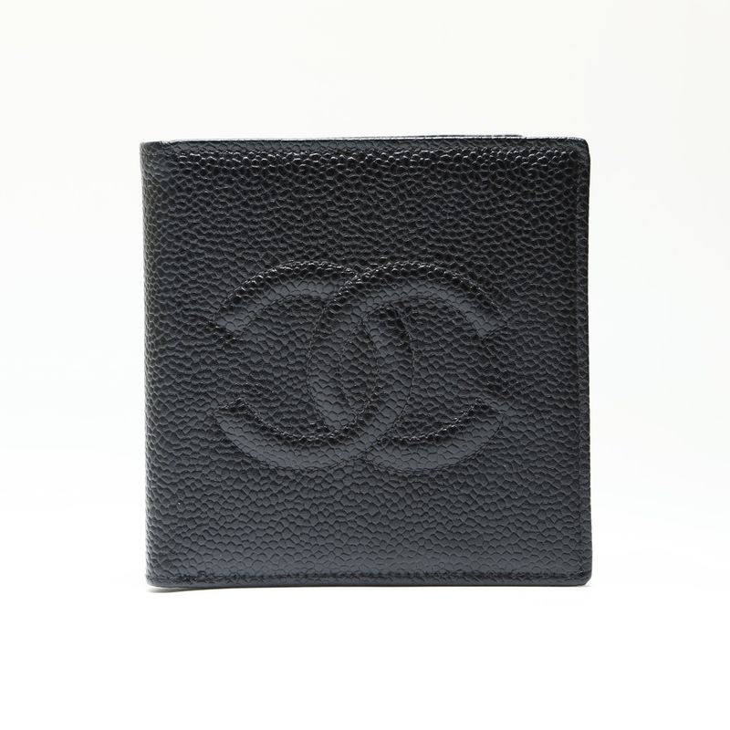 Chanel Bifold Wallet Caviar Leather CC Logo