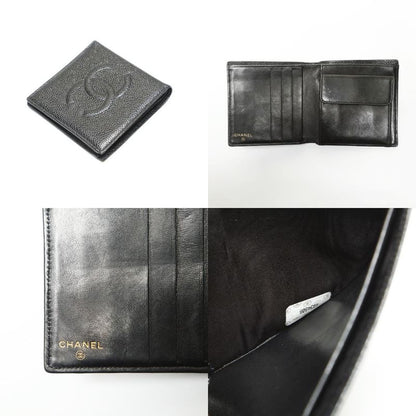 Chanel Bifold Wallet Caviar Leather CC Logo