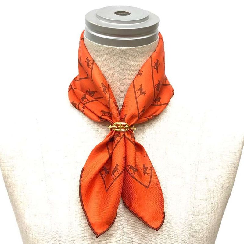 Hermes Carre 42 Carre 45 Scarf le Allure Horse Pattern Silk Orange New Old