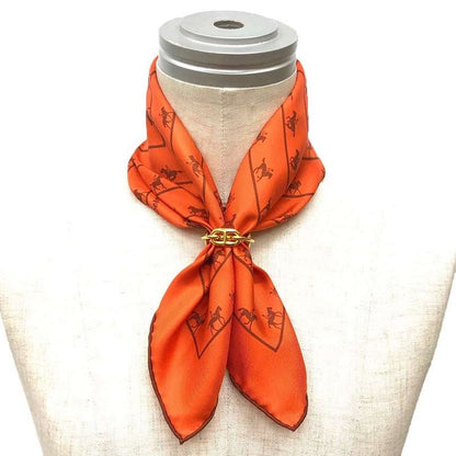 Hermes Carre 42 Carre 45 Scarf le Allure Horse Pattern Silk Orange New Old