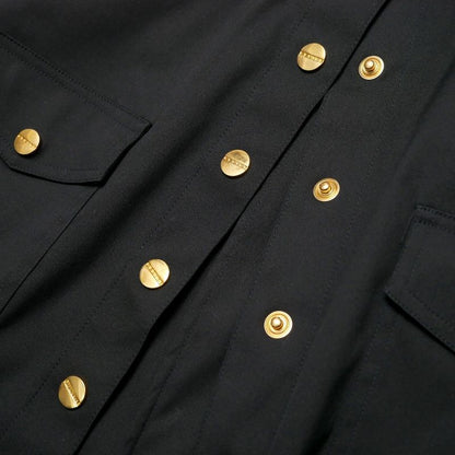 Celine Short Sleeve Shirt 34 Gold Logo Button Black