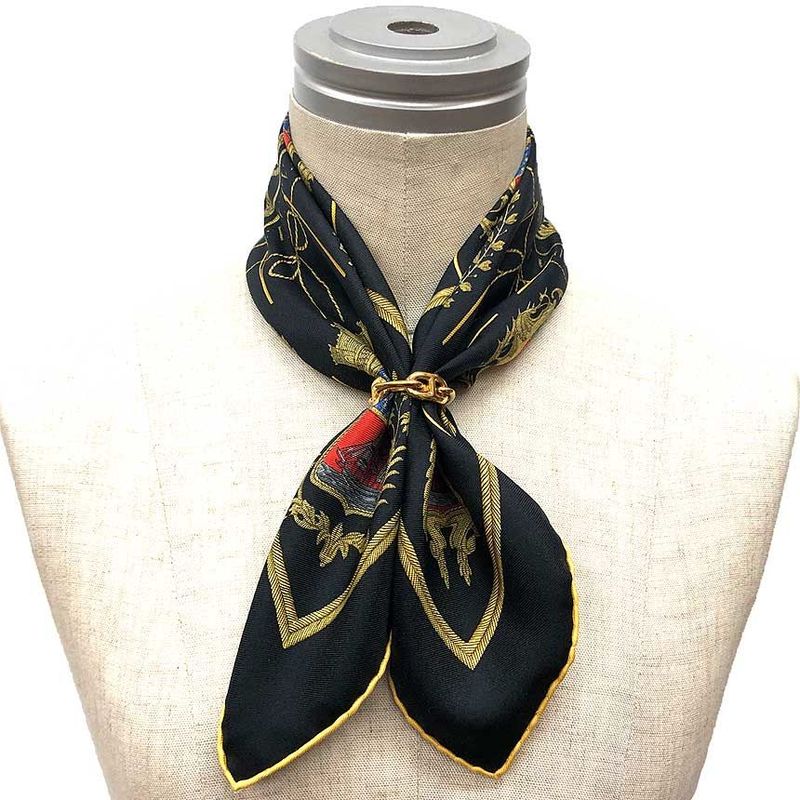 Hermes Carre 45 Scarf les Armes de Paris Coat of Arms Silk Black