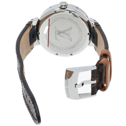 Louis Vuitton Tambour Moondivine Watch Diamond Shell Box Band SS