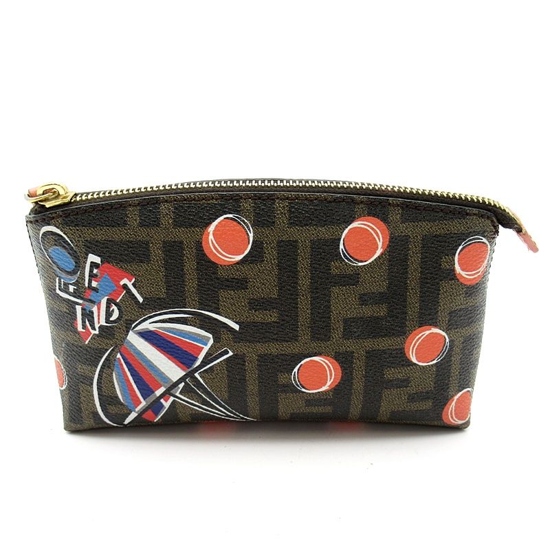 Fendi Zucca Velours Namochifu Pouch Brown