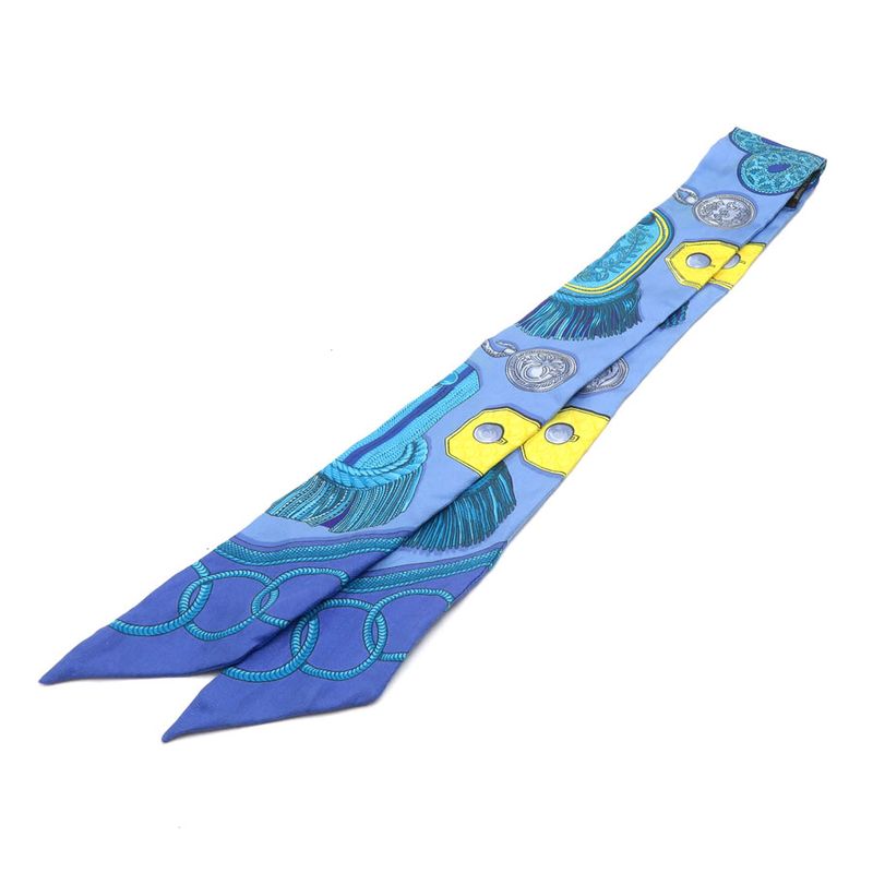 Hermes Twill Scarf Silk Blue
