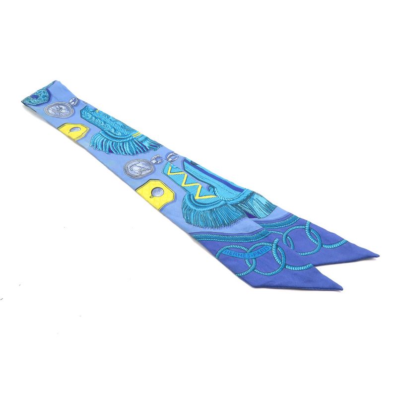 Hermes Twill Scarf Silk Blue