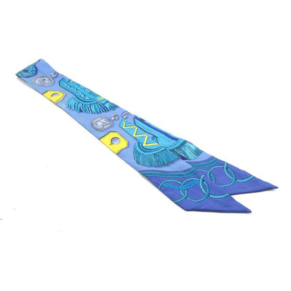 Hermes Twill Scarf Silk Blue