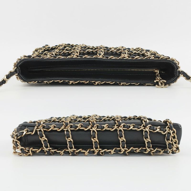 Chanel Chain Shoulder Bag Cruise Collection Lambskin Black Gold