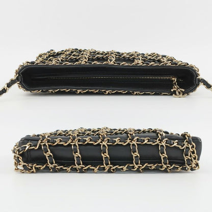 Chanel Chain Shoulder Bag Cruise Collection Lambskin Black Gold