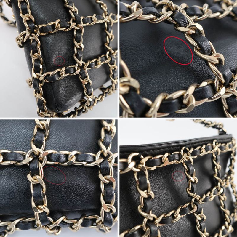 Chanel Chain Shoulder Bag Cruise Collection Lambskin Black Gold