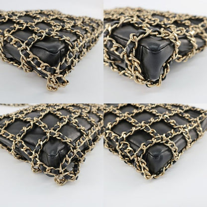 Chanel Chain Shoulder Bag Cruise Collection Lambskin Black Gold