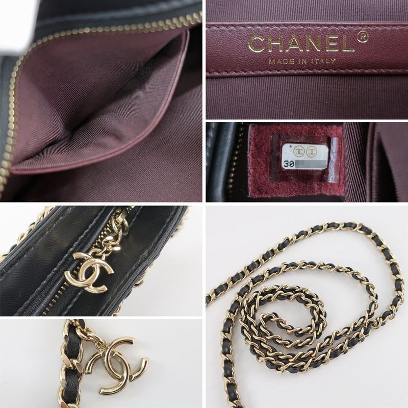 Chanel Chain Shoulder Bag Cruise Collection Lambskin Black Gold