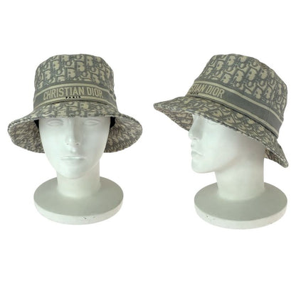 Dior Vintage Trotter Oblique White Cotton Hat Bucket Hat