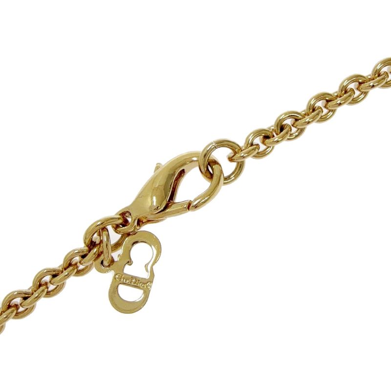 Dior Rhinestone Logo Necklace Gold
