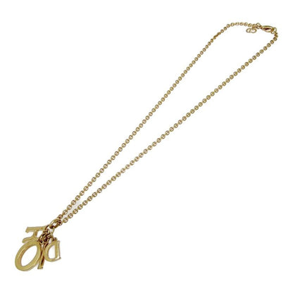 Dior Rhinestone Logo Necklace Gold