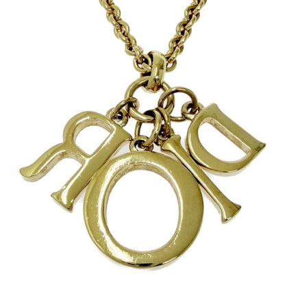 Dior Rhinestone Logo Necklace Gold